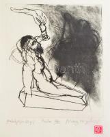 Véssey Gábor (1948-): Fáklyás, 1999. Litográfia, papír, jelzett, próbanyomat II/III számozással, 21×18 cm