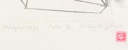 Véssey Gábor (1948-): Fáklyás, 1999. Litográfia, papír, jelzett, próbanyomat II/III számozással, 21×...