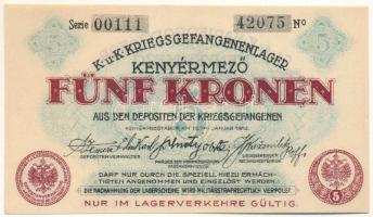 Kenyérmező / Hadifogolytábor 1916. január 15. 5K arab sorozat- és sorszámmal "00111 42075"...
