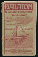 Balaton. A Balatoni Szövetség kalauza. Bp., 1912, Németh József, (Élet-ny.), 160 p. Első kiadás! Szövegközti fekete-fehér képanyaggal gazdagon illusztrálva. Korabeli reklámokkal. (97. oldaltól.) Kiadói papírkötés, kopott borítóval, sérült gerinccel, kijáró lapokkal.
