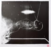 Véssey Gábor (1948-): Spleen de Paris XXIV, 2002. Litográfia, papír, jelzett, próbanyomat 4/6 számozással, 29,5×35 cm