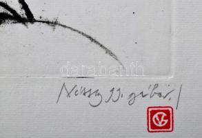 Véssey Gábor (1948-): Obeliszk, 2000. Litográfia, papír, jelzett, próbanyomat II/IV számozással, 30×...