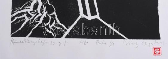 Véssey Gábor (1948-):Emlékkönyvbe, 1999. Litográfia, papír, jelzett, próbanyomat 3/3 számozással, 34...