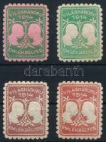 1914 Világháború 1914 Emlékbélyeg, 4 klf levélzáró