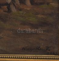 Krupka Ferenc (1870-1928): Halott lovaskatona (katona és ló), 1921. Olaj, karton. Jelezve jobbra len...