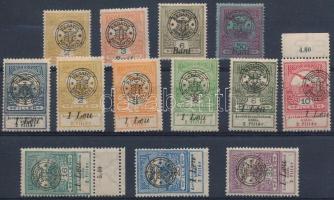 Nagyvárad 1919 13 db klf Turul és Árvíz bélyeg, mind Bodor vizsgálójellel
