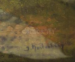 Mesterházy Dénes (1900-1949 körül): Táj. Olaj, karton, jelzett. Dekoratív, üvegezett fakeretben, 25×...