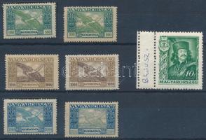 Ikarusz bélyeg színváltozatok 6 db + Rákóczi Ferenc 10f hiányos bajusz lemezhibával és kettős fogazással