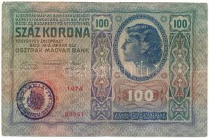 1912. 100K fekete "ROMANIA TIMBRU SPECIAL" felülbélyegzéssel T:F, kis szakadások Krause P#R9