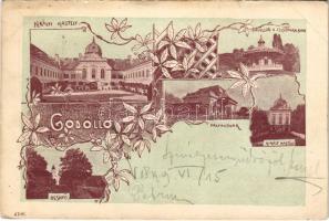 1899 (Vorläufer!) Gödöllő, királyi kastély, pavillon a felső parkban, Máriabesnyő, pályaudvar, vasútállomás. Art Nouveau, floral (fl)