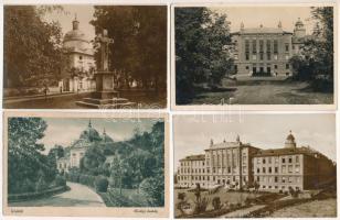 Gödöllő - 10 db RÉGI város képeslap: premontrei gimnázium, park, látkép