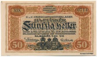 Hajmáskér / hadifogolytábor 1916. május 15. 50f római sorozat és arab sorszámozás "XIX 0714&quo...