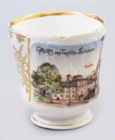cca 1900 Gruss aus Teplitz-Schönau Kurplatz emlékcsésze, kopással, m: 9 cm