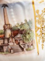 cca 1900 Gruss aus Teplitz-Schönau Kurplatz emlékcsésze, kopással, m: 9 cm