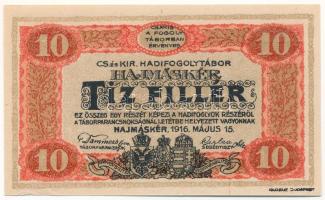 Hajmáskér / hadifogolytábor 1916. május 15. 10f római sorozat és arab sorszámozás, "MS" jelzéssel és "XXXIV 0674" sorszámmal T:AU / Hungary / Hajmáskér / POW camp 15.05.1916. 10 Heller with Roman series and Arabic serial numbers, "MS" and "XXXIV 0674" serial number C:AU Adamo HHH-2.1.1