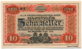Hajmáskér / hadifogolytábor 1916. május 15. 10f római sorozat és arab sorszámozás, "MS" je...