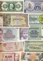 Kis bankjegy tétel, egész világ, 35db, sok tengerentúllal T:I