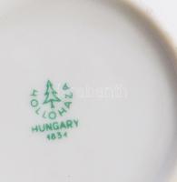 Hollóházi tűzpiros csésze alátéttel, jelzett, d: 10,5 cm