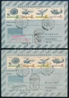 1967 2 db futott ballonposta levél Aerofila négyescsíkkal bérmentesítve