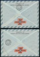 1967 2 db futott ballonposta levél Aerofila négyescsíkkal bérmentesítve