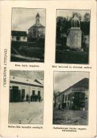 1928 Mágocs, Római katolikus templom, Hősi halottak és eltűntek szobra, emlékmű, Koller féle beszálló vendéglő télen, étterem, Kallenberger István üzlete. Szilágyi Arthur műterméből (EK)