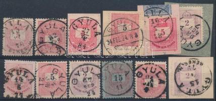 12 db"GYULA" bélyegzés krajcáros bélyegeken