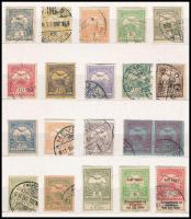1909-1915 20 db Turul, Árvíz, Hadisegély bélyeg azonos lemezhibákkal, leírással