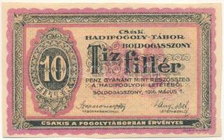 Boldogasszony / Hadifogolytábor 1916. május 1. 10f sorozat és sorszám nélkül (formuláré?) T:AU / Hungary / Boldogasszony (Frauenkirchen) / POW camp 05.01.1916. 10 Heller without serial number, (formulare?) C:AU Adamo HHB-1.2.var