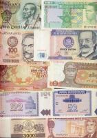 Kis bankjegy tétel, egész világ, 28db, pár duplával T:I