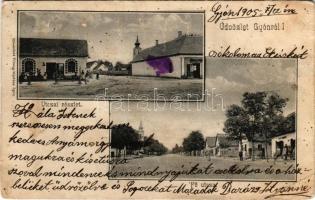 1905 Gyón (Dabas), Fő utca, utcaképek, üzlet. Rosenfeld Vilmos kiadása (fl)