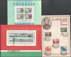 1941-1974 3 db emléklap, 2-ben nyomdai hibás bélyegek