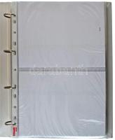 Négygyűrűs mappa bankjegyekhez, 46db berakólappal, ebből hét darab kettes osztású, egy osztás nélkül...