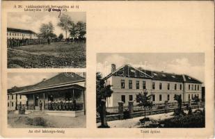 1916 Kevevára, Temeskubin, Kovin; Vadász laktanya, tiszti épület, első laktanya őrség, 28. vadászzászlóalj bevonulása 1913-ban. Kiadja Carl Garte / Jäger Kaserne / military barracks, officers' building, first barrack guards