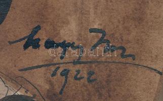 Zsögödi Nagy Imre (1893-1976): Kisfiú (Laci?) arcképe, 1922. Tus, diópác, papír. Hátoldalán "La...