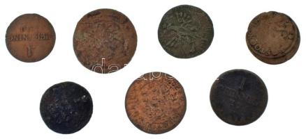 Német államok 1760-1810. 7db-os Cu érmetétel T:F,VG German states 1760-1810. 7pcs Cu coin lot C:F,VG