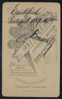 1887 Három férfi portréja, vizitkártya Mai és Társa budapesti műterméből, a hátoldalon dedikációval,...