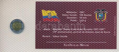 Ecuador 1997. 100S bimetál "A világ bicolor pénzérméi" sorozat vákuum csomagolt forgalmi é...