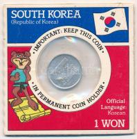 Észak Korea 1969. 1W Al az amerikai "Super Golden Crisp" mézes reggelis dobozba csomagolt kiadása az első szériából T:VF South Korea 1969. 1 Won Al from the first series of US "Super Golden Crisp" honey breakfast box C:VF