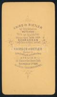 cca 1875 Női portré, keményhátú fotó Knirs és Bietler szabadkai műterméből, 10,5×6,5 cm