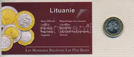 Litvánia 2002. 2L bimetál "A világ bicolor pénzérméi" sorozat vákuum csomagolt forgalmi érméje T:UNC-AU, ragasztónyom a csomagoláson Lithuania 2002. 2 Litai bimetallic "Bicolor coins of the world" series vacuum-packed circulation coin C:UNC-AU, gluemark on the packaging