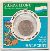 Sierra Leone 1964. 1/2c bronz az amerikai "Super Golden Crisp" mézes reggelis dobozba csomagolt kiadása az első szériából T:XF, patina Sierra Leone 1964. 1/2 Cent bronze from the first series of US "Super Golden Crisp" honey breakfast box C:XF, patina
