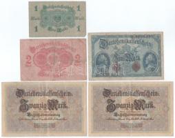 Német Birodalom 1914. 1M + 2M + 5M + 20M (2x) T:F,VG
German Empire 1914. 1 Mark + 2 Mark + 5 Mark +...