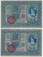 1902. 1000K piros "MAGYARORSZÁG" felülbélyegzéssel (2x) T:F beszakadások Adamo K35B