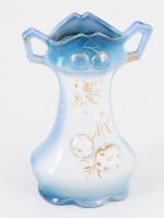 Szecessziós gyümölcsmintás váza, kopással, m: 13 cm