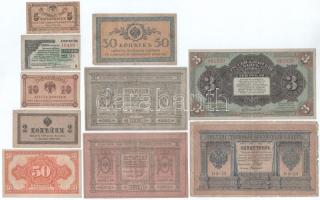 Orosz Birodalom 1898-1918. 10db-os bankjegytétel T:F,VG Russian Empire 1898-1918. 10pcs banknote lot C:F,VG