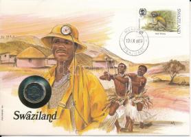Szváziföld 1986. 5c Cu-Ni felbélyegzett borítékban, bélyegzéssel, német nyelvű leírással T:UNC Swaziland 1986. 5 Cents Cu-Ni in envelope with stamp, cancellation, with German description C:UNC