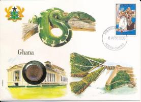 Ghana 1958. 1/2p érmes, bélyeges boríték, hátlapon első napi bélyegzős ENSZ bélyeggel T:UNC Ghana 1958. 1/2 Penny, coin letter with stamp, first day of issue United Nations stamp on the back C:UNC