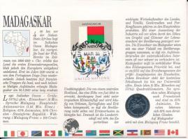 Madagaszkár 1986. 5Fr Cu-Ni felbélyegzett borítékban, ENSZ bélyegzéssel, német nyelvű leírással T:UN...