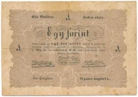 1848. 1Ft "Kossuth bankó" hátoldali szövegben sajtóhiba: a cirillbetűs román szöveg utolsó karakterén ékezethiba T:F,VG folt Hungary 1848. 1 Forint "Kossuth banknote" with typographical error in the Romanian text C:F,VG spotted Adamo G104h, Krause P#S111.var