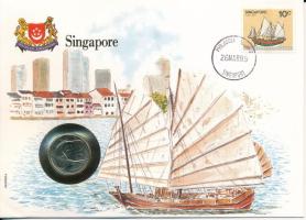 Szingapúr 1984. 20c felbélyegzett borítékban, ENSZ bélyegzéssel, német nyelvű leírással T:UNC Singapore 1984. 20 Cents in envelope with United Nations stamp and cancellation, with German description C:UNC